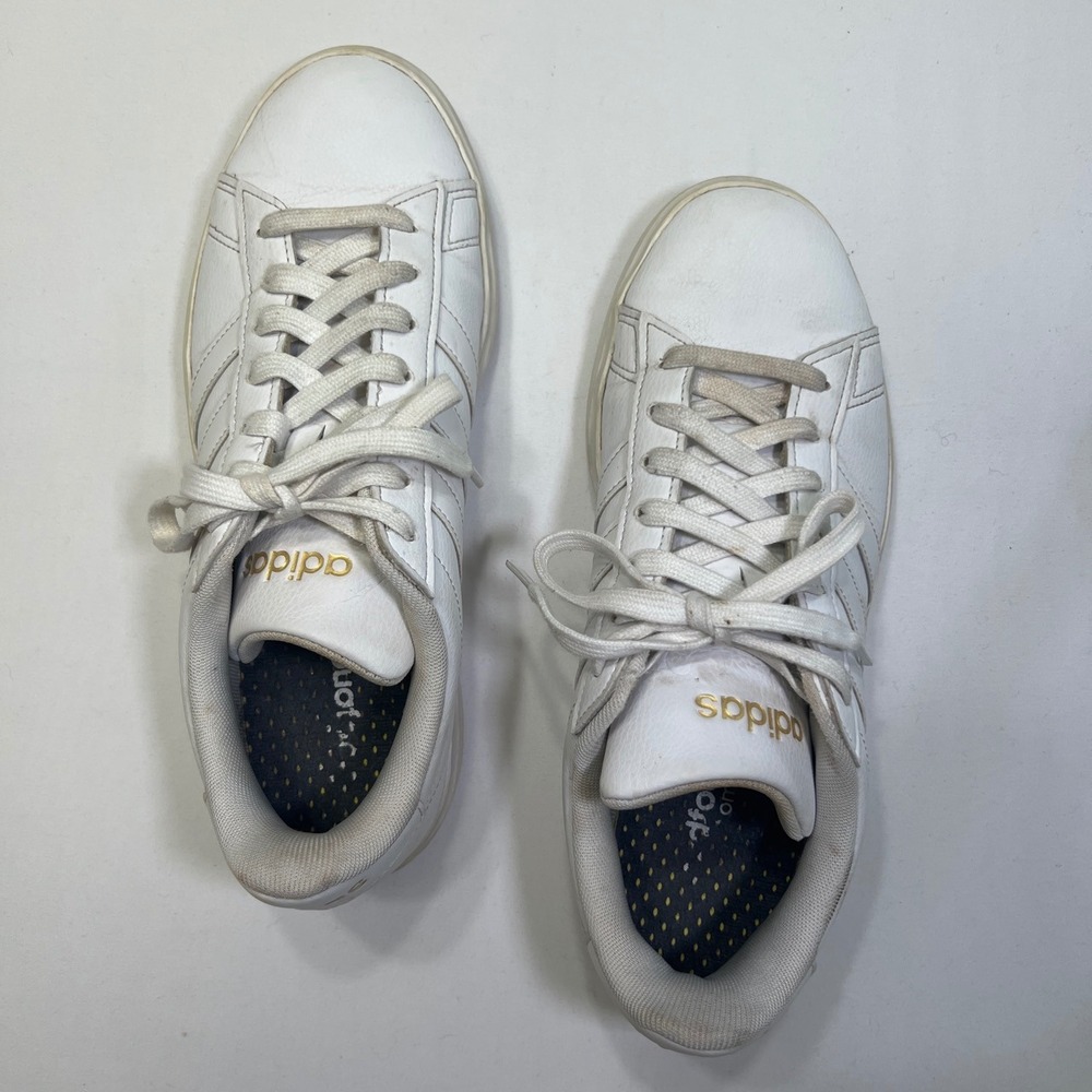 Adidas Grand Court Women White Gold Sneakers GW9213 Low Top Tennis Shoes 8.5